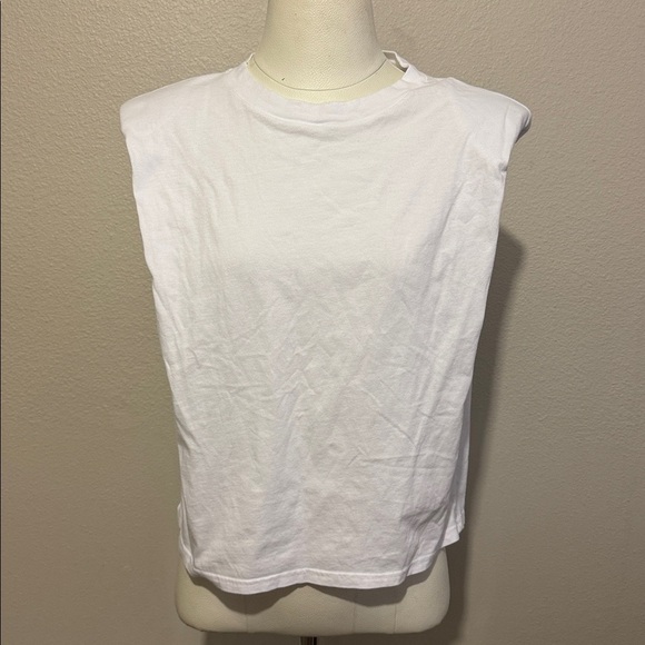 Aritzia Babaton White Shoulder Pads Muscle Tee - Picture 2 of 6